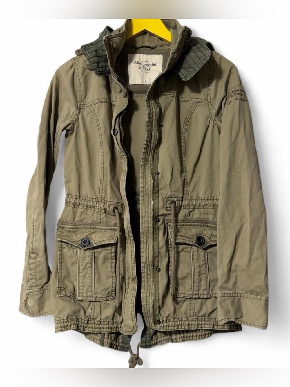 Abercrombie & Fitch khaki green jacket with hood